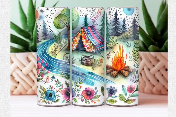 Download Summer Camping Tumbler Wrap - Premium Resources
