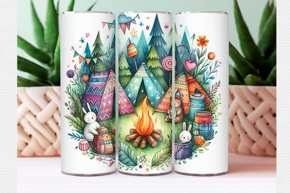 Download Summer Camping Tumbler Wrap - Premium Bundle
