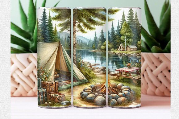 Download Summer Camping Tumbler Wrap - Premium Resources