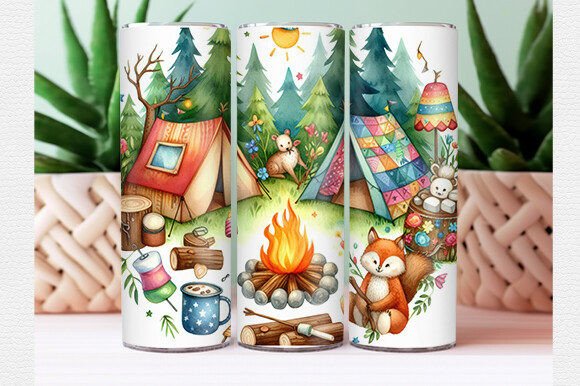 Download Summer Camping Tumbler Wrap - Premium Resources