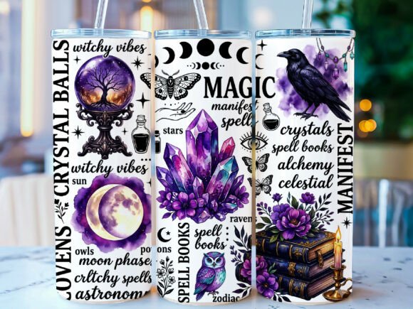 Download Witchy Crystal 20oz Skinny Tumbler Wrap - Skinny tumbler wrap Collection